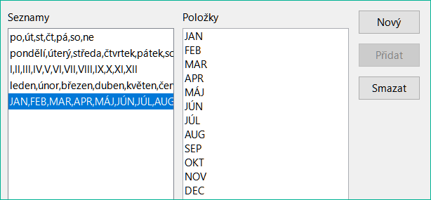 Vytvoření nového řazeného seznamu