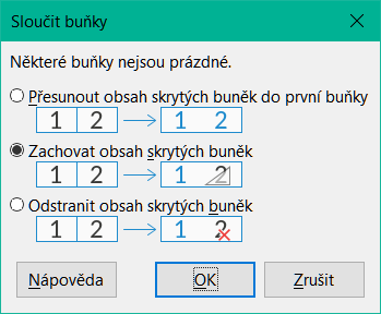 Volby sloučení pro neprázdné buňky