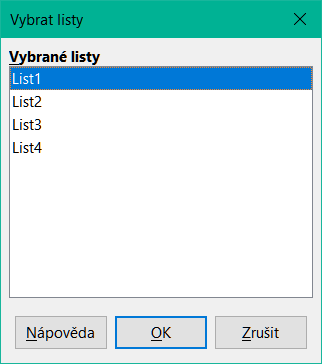 Dialogové okno Vybrat listy
