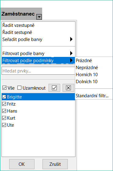 Filtrování podle podmínky