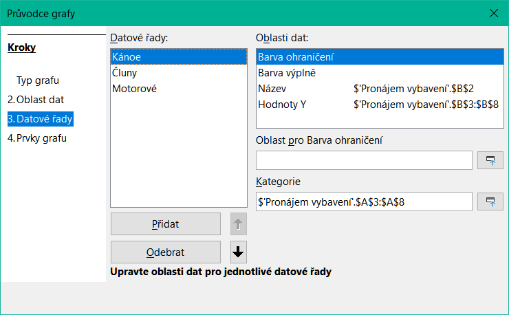 Dialogové okno Průvodce grafem – výběr datových řad
