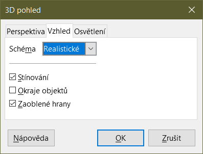 Dialogové okno 3D pohled – karta Vzhled
