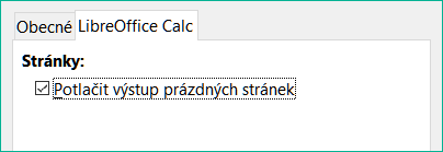 Dialogové okno Tisk – karta LibreOffice Calc