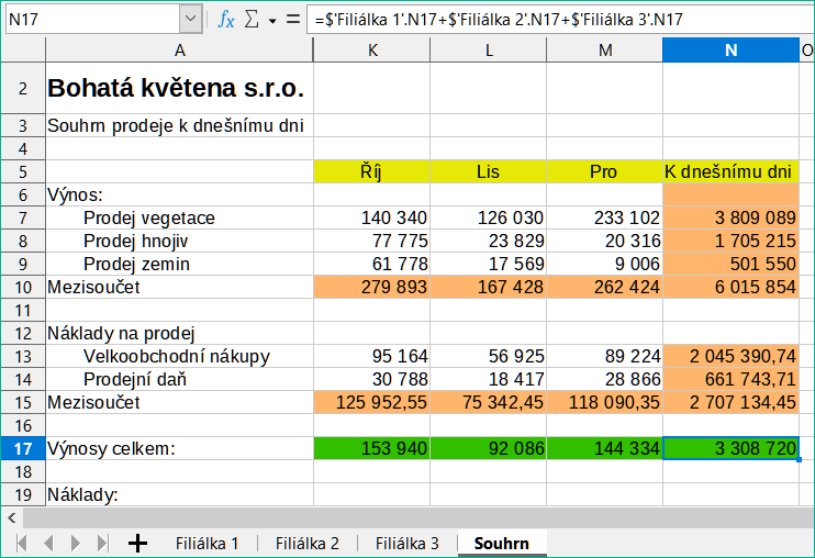 Propojení listů: Kopírovat / Vložit jinak z K7:N17