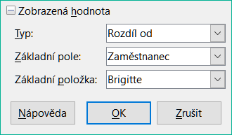 Příklad volby pro základní pole a základní položku