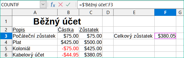 Vybrán odkaz na buňku