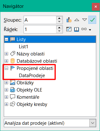 Propojené oblasti v Navigátoru
