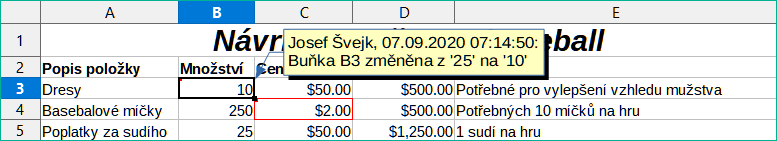 Zobrazení podrobností o změně