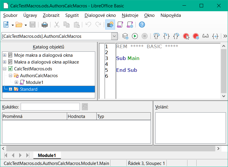 Integrované vývojové prostředí LibreOffice Basic