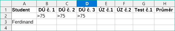 Oblast kritérií rozšířeného filtru (v listu 2)