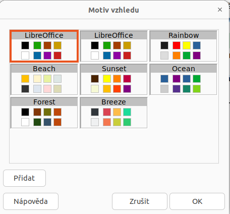 Dialogové okno Motiv vzhledu