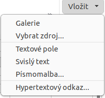 Nabídka karty Vložit