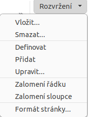 Nabídka karty Rozvržení