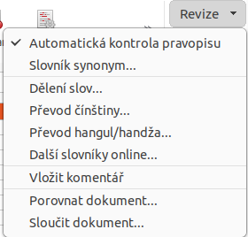 Nabídka karty Revize