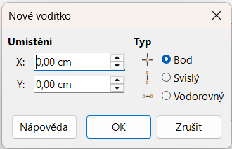 Dialogové okno Nové vodítko