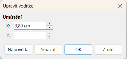 Dialogové okno Upravit vodítko