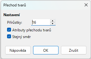 Dialogové okno Přechod tvarů