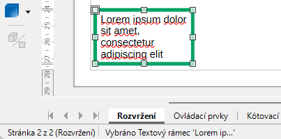Příklad textových informací na stavovém řádku