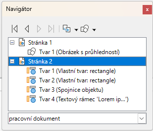 Dialogové okno Navigátor