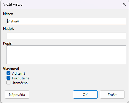 Dialogové okno Vložit vrstvu