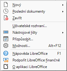 Uživatelské rozhraní s kartami – rychlá nabídka