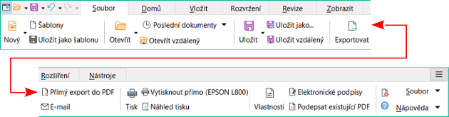 Uživatelské rozhraní s kartami – karta Soubor