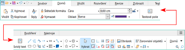 Uživatelské rozhraní s kartami – karta Domů