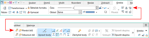 Uživatelské rozhraní s kartami – karta Kresba