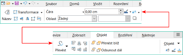 Uživatelské rozhraní s kartami – karta Objekt