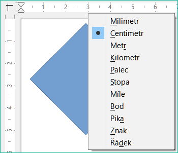 Změna jednotek pravítka