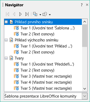 Dialogové okno Navigátor