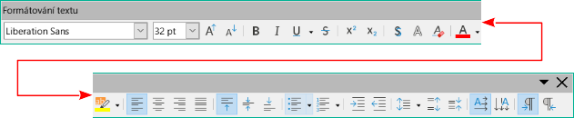 Nástrojová lišta Formátování textu