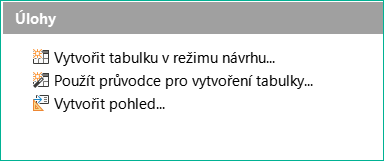 Vytvoření tabulky pomocí Průvodce