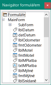 Navigátor formulářem