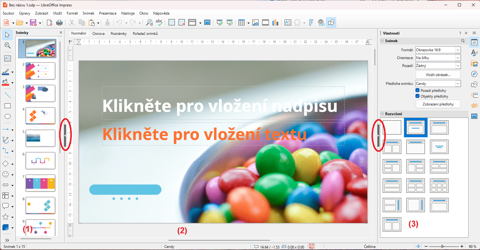 Hlavní okno programu Impress