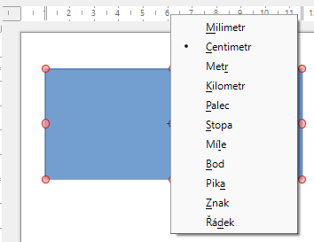 Příklad změny měrných jednotek pravítka
