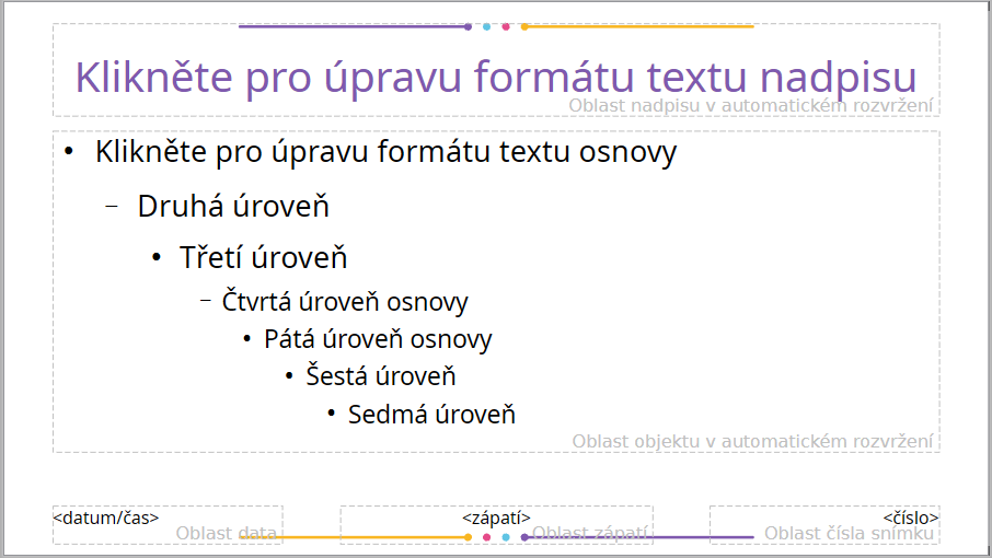 Příklad výchozí předlohy snímků