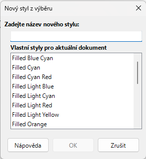 Dialogové okno „Nový styl z výběru“