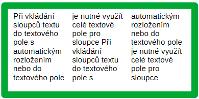 Příklad sloupců v textovém poli