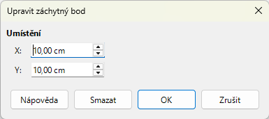 Dialog Upravit záchytný bod