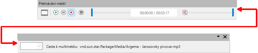Panel nástrojů Přehrávání médií