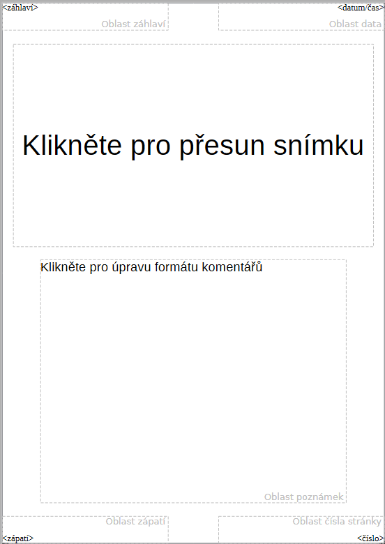 Zobrazení Předlohy poznámek