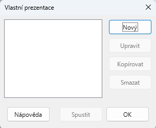 Dialogové okno Vlastní prezentace