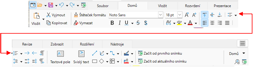 Uživatelské rozhraní s kartami – karta Domů