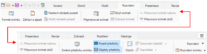 Uživatelské rozhraní s kartami – karta Rozložení