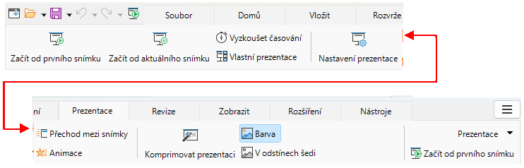 Uživatelské rozhraní s kartami – karta Prezentace
