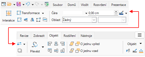 Uživatelské rozhraní s kartami – karta Objekt