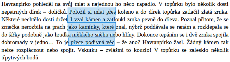 Výběr bloku textu