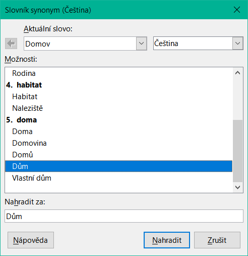 Slovník synonym nabízí alternativy ke slovům