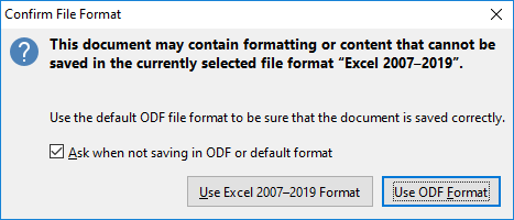 Confirm File Format dialog